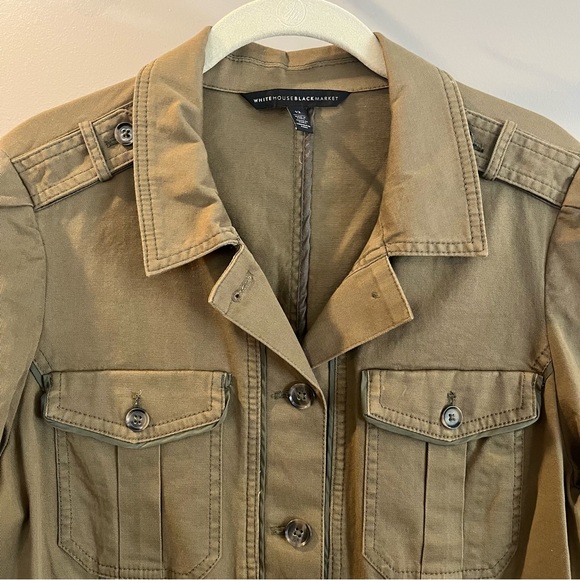 White House Black Market Women's Military Green Field Jacket Size 12 - Picture 2 of 9